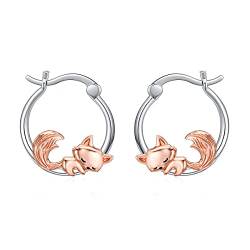 PROESS Fuchs Ohrringe 925 Sterling Silber Fuchs Creolen Fuchs Schmuck Geschenke Hypoallergene Ohrringe für Mädchen Frauen Freunde Mädchen von PROESS