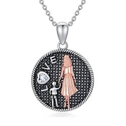 PROESS Mutter und Sohn Halskette 925 Sterling Silber Mutter Kette Zirkonia Anhänger Halskette Geschenke für Mama Frauen von PROESS