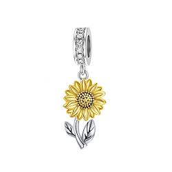 PROESS Sonnenblume Charm 925 Sterling Silber Sonnenblume Charm Perlen für Armband Sonnenblume Schmuck Geschenke für Frauen Mädchen von PROESS