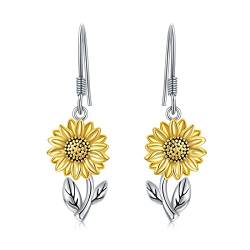 PROESS Sonnenblumen Ohrringe für Damen 925 Sterling Silber Du Bist Mein Sonnenschein Sonnenblumen Baumeln Ohrringe Schmuck Geschenke für Frauen Mädchen Teenager von PROESS