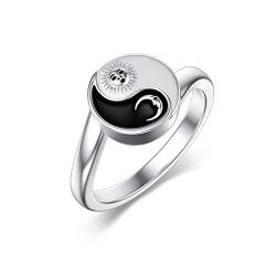 PROESS Yin und Yang Ring 925 Sterling Silber Ying Yang Taichi Ringe Sonne Mond Ring Schmuck Geschenk für Damen und Herren(Größe 7) von PROESS