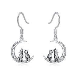 Wolf Ohrringe 925er-Sterlingsilber Wölfe baumelnde Ohrringe hypoallergener Wolf Schmuck Geschenke für Frauen Damen Mädchen von PROESS