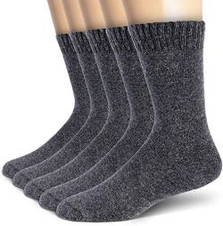 PROETRADE Herren Merino Thermosocken Wollsocken Warme Wolle Socken Wandersocken Geschenke für Männer Weihnachten Dicke Atmungsaktiv Wintersocken 5 Paar(Dunkelgrau) von PROETRADE