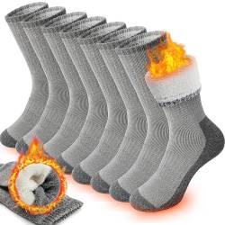 PROETRADE Merino Thermosocken Wollsocken Herren Damen Socken Wolle Dicke Wintersocken Warme Wandersocken Sportsocken Atmungsaktiv Trekkingsocken Geschenke Arbeitssocken Outdoor 4 Paar(Grau) von PROETRADE