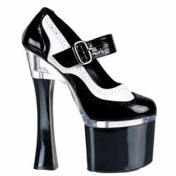 High Heels 18cm Chunky Party Performance Schuhe-Black||44 von PROMI