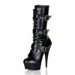 PROMI High Heels Hohe Absätze Schwarz 15cm Pole Dance Modell Niedrige Stiefel-Matte-Black||39 von PROMI