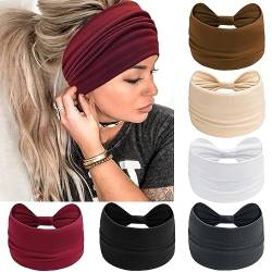 PROPOG Haarband Damen Stirnband Damen Sommer, Elastische Haarbänder Damen Breit Stirnbänder Yoga Haarreifen Kopfband Haarschmuck 6 Stück von PROPOG