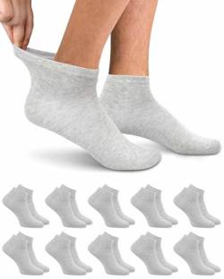 PROPOG Sneaker Socken Damen 39-42, 10 Paar Grau Socken Sportsocken Atmungsaktiv Bio Baumwollsocken Damen & Herren Unisex Kurze Sneakersocken von PROPOG