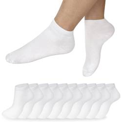 PROPOG Sneaker Socken Damen 43-46, 10 Paar Weiße Socken Sportsocken Atmungsaktiv Bio Baumwollsocken Damen & Herren Unisex Kurze Sneakersocken von PROPOG