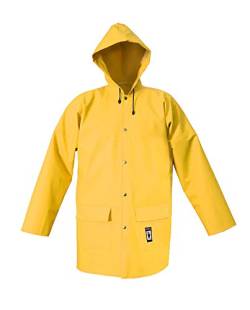 PROS 101 Regenjacke Arbeitsjacke Schutzjacke Herren Damen EN ISO 13688 EN 343 Schweißnähte Plavitex Kapuze Taschen winddicht wasserdicht raincoat outdoor gelb (48) von PROS