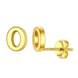 PROSILVER 18k vergoldet Silber Ohrringe Buchstabe O Ohrstecker kleine Stud Ohrringe klassische Initiale Alphabet Ohr Piercing für Männer Frauen Accessoire für tägliches Tragen von PROSILVER