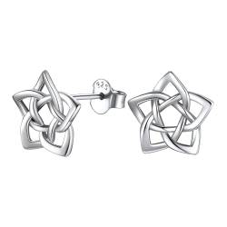 PROSILVER 925 Silber Keltischer Knoten Stern Ohrstecker Damen Mädchen Irische Ohrpiercing Ohr Schmuck Amulett Accessoire für Muttertag Geburtstag von PROSILVER