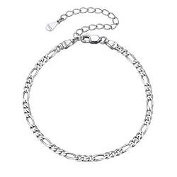PROSILVER 925 Sterling Silber Armkette für Damen Mädchen 3mm Figarokette Armband 16+5cm verstellbar 3+1 Gliederarmband Modeschmuck Accessoire von PROSILVER