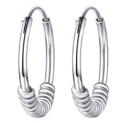 PROSILVER 925 Sterling Silber Damen Creolen 20mm Klassische Kreis Ohrringe platiniert Mini Huggie Hoop Earrings Ohrschmuck Accessoire für Mädchen Frauen von PROSILVER