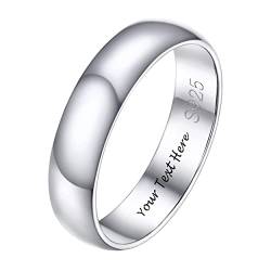 PROSILVER 925 Sterlingsilber personalisierte Trauring Schlichter Hochzeitsring Ewigkeitsring für Damen 5mm glänzender Verlobungsring Ehering Fingerring Finger Schmuck Größe 49 von PROSILVER