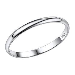 PROSILVER Herren Verlobungsring 925er Silber Minimalist 2mm glänzender Antragsring Hochzeitsring Memoirering Ewigkeitsring Schmuck für Männer Ring Größe 64 von PROSILVER