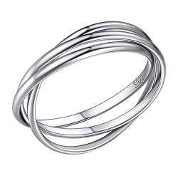 PROSILVER Herren Verlobungsring Ehering Trauring Memoirering EwigkeitsringSilber 925 Ring Größe 59 3er-Ringe Wickelring Silberring Schmuck für Hochzeit Verlobung von PROSILVER