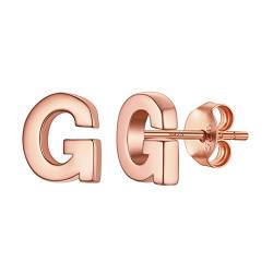 PROSILVER Rosegold vergoldet Silber Ohrringe Buchstabe G Ohrstecker kleine Stud Ohrringe klassische Initiale Alphabet Ohr Piercing für Männer Frauen Accessoire für tägliches Tragen von PROSILVER