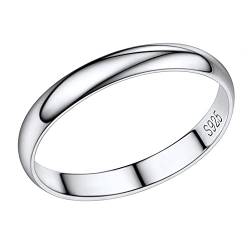 PROSILVER Silber 925 Verlobungsring Trauring für Herren Damen 3mm glänzender Fingerring Minimalist Ehering Hochzeitsring Antragsring Memoirering Größe 54 von PROSILVER