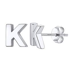 PROSILVER klassische Ohrstecker für Damen Herren 925 Sterling Silber Buchstabe K Ohrstecker kleine Alphabet Initiale Ohr Piercing Ear Studs Schmuck Accessoire für Party von PROSILVER