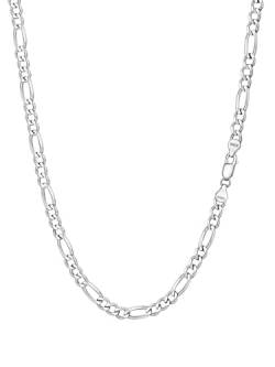 PROSILVER Herren 925 Silber Italien Figarokette 5mm breit schlichte 3+1 Gliederkette 66cm/26 lange Halskette Minimalist Schmuck Accessoire für Männer Jungen von PROSTEEL