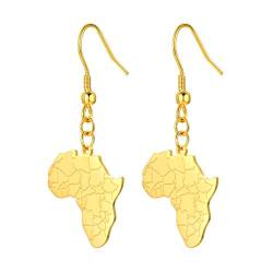 PROSTEEL 18k vergoldet Afrika Landkarte Ohrhänger für Mädchen Damen afrikanische baumeln Ohrringe mit Hakenverschluss Modeschmuck Accessoire von PROSTEEL