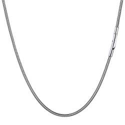 PROSTEEL 2mm runde Schlangenkette für Damen Herren 55cm/22 Edelstahl dünne Halskette Ersatzkette für Anhänger mit Sicherheitsverschluss Unisex Modeschmuck Accessoire von PROSTEEL