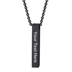 PROSTEEL 3D Stäbchen Anhänger Halskette personalisiert schwarz Edelstahl Quader Vertikale Bar mit 50+5cm Kette Geometrischer Schmuck für Männer Frauen einzigartig Geschenk Muttertag Vatertag von PROSTEEL