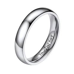 PROSTEEL 4mm breit personalisiert Band Ring Edelstahl hochglanzpoliert Partnerring Ehering schlicht Damen Verlobungsring Trauring Modeschmuck für Hochzeit Jahrestag, Größe 52 von PROSTEEL