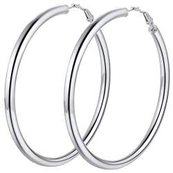 PROSTEEL 80mm große Runde Ohrringe für Damen Mädchen Edelstahl 5mm dicke Creolen Hoop Ohrringe trendige Kreolen Schmuck Accessoire von PROSTEEL