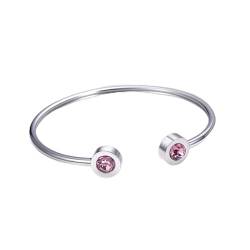 PROSTEEL Armband Oktober Geburtsstein offener Armreif Edelstahl Frauen Mädchen Armband Minimalismus Modeschmuck Geschenk für Geburtstag Weihnachten Muttertag(Silber) von PROSTEEL