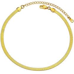 PROSTEEL Choker Collier für Damen Mädchen 18k vergoldet Schlangenkette Halskette 38+9cm/5mm breit Kurze Kette Halsband Schmuck Accessoire für Jahrestag Geburtstag von PROSTEEL
