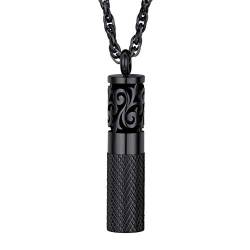 PROSTEEL Collier personalisiert Parfüm Diffusor Herren Schmuck schwarz Edelstahl Röhrenform Anhänger Halskette Aromatherapie Ätherisches Öl Halter mit Kette 8 STK. Pads trendig Accessoire Geschenk von PROSTEEL