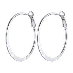 PROSTEEL Creolen Ohrringe für Frauen Mädchen Edelstahl flache Hoop Ohrringe 40mm Runde Ohrringe trendiger Ohrschmuck Hoop Earrings für Beste Freundin von PROSTEEL