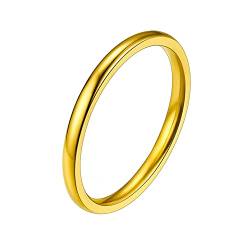 PROSTEEL Damen 18k vergoldet Bandring 2mm breit Größe 49 hochglanzpoliert Ehering Partnerring für Frauen Minimalist Verlobungsring Trauring Modeschumck Accessoire von PROSTEEL