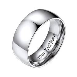 PROSTEEL Damen Edelstahl personalisiert Bandring 8mm breit Größe 49 hochglanzpoliert Ehering Partnerring für Frauen Minimalist Verlobungsring Trauring Modeschumck Accessoire von PROSTEEL