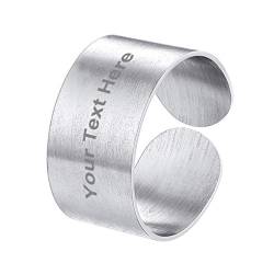 PROSTEEL Damen Herren offener Ring verstellbar Edelstahl Band Ring 10mm breit gebürstet Bandring Ehering Verlobungsring Modeschmuck Geschenk für Weihnachten Jahrestag von PROSTEEL