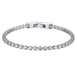 PROSTEEL Damen Mädchen 19cm Edelstahl Tennis Armband Iced Out Gliederkette Armband mit 3mm Weißen Zirkonia eingelegt einfach Modeschmuck Accessoire für Freundin von PROSTEEL