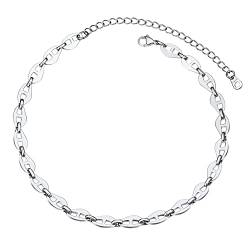 PROSTEEL Damen Mädchen Collier Edelstahl kurz Kette 38+9cm verstellbar Marine Kette Halskette 7,5mm Choker Necklace Modeschmuck Accessoire für Geburtstag Party von PROSTEEL