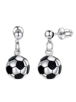 PROSTEEL Damen Mädchen Ohrringe Edelstahl 3D Fußball Design Ohrhänger Ball Form Ohrringe Ohrschmuck, silber von PROSTEEL