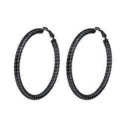 PROSTEEL Damen Ohrringe 70 mm Schwarz Creolen Huggie Hoop Ohrringe Strang Form Groß Ring Kreis Ohrringe Modeschmuck Jahrestag Muttertag Weihnachten Valentinstag von PROSTEEL