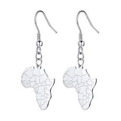 PROSTEEL Damen Ohrringe Edelstahl Afrika Landkarte Anhänger baumeln Ohrringe mit Hakenverschluss afrikanische Modeschmuck Accessoire für Party Feier von PROSTEEL