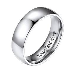 PROSTEEL Damen personalisiert Bandring Edelstahl Größe 52 6mm breit hochglanzpoliert Finger Ring Modeschmuck für Frauen Freundschaftsringe Partnerringe Verlobungsringe Accessoire von PROSTEEL