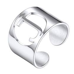 PROSTEEL Damen personalisiert Buchstabe J Ring Edelstahl Offener Ring mit Initiale cool verstellbarer Großbuchstaben Band Ring Fingerring Modeschmuck für Männer Frauen von PROSTEEL