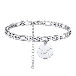 PROSTEEL Edelstahl Fusskette Damen Mädchen Sternzeichen Jungfrau Charm Knöchel Armband 22cm Figarokette Fußschmuck mit Anhänger perfektes Accessoire für Sommer Strand Urlaub von PROSTEEL