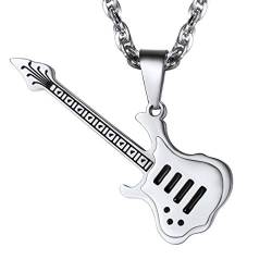 PROSTEEL Edelstahl Gitarre Charms Anhänger Halskette Damen Herren Unisex 3mm breit Singapurkette für Musik Liebhaber mit Geschenkbox von PROSTEEL