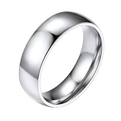 PROSTEEL Finger Ring Edelstahl Damen Ring hochglanzpoliert Trauring Verlobungsring 6mm breit Band Ring Partnerring Ehering Modeschmuck Accessoire für sie, Größe 49 von PROSTEEL