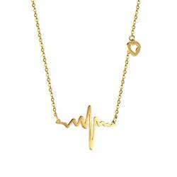 PROSTEEL Halskette Edelstahl EKG Herzschlag Charme Anhänger Halskette Fashion Herz Liebe Modeschmuck für Damen Frauen, Gold von PROSTEEL