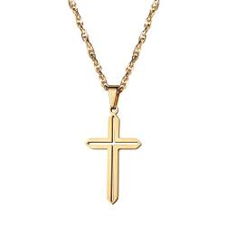 PROSTEEL Halskette Edelstahl Kreuz Charme Anhänger Halskette Christlicher Modeschmuck für Damen Herren, Gold von PROSTEEL