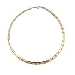 PROSTEEL Halskette Halsband Edelstahl Choker Halskette Modeschmuck für Damen Frauen, Kreuz zweifarbig Gold&Silber von PROSTEEL